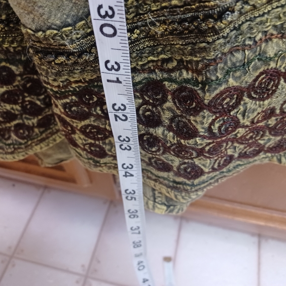 Green Olive Indian embroidered Boho witchycore fairy Button Skirt S - Picture 5 of 7